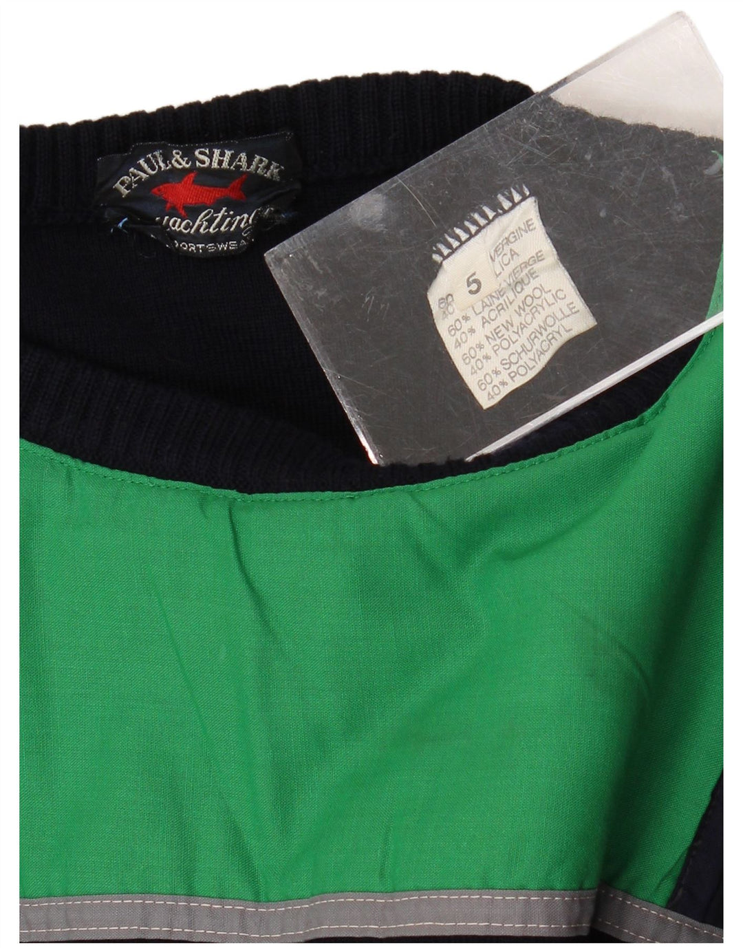 Pulover pentru bărbați Paul & Shark, cu fermoar, cu gât, lână virgină, albastru, mediu