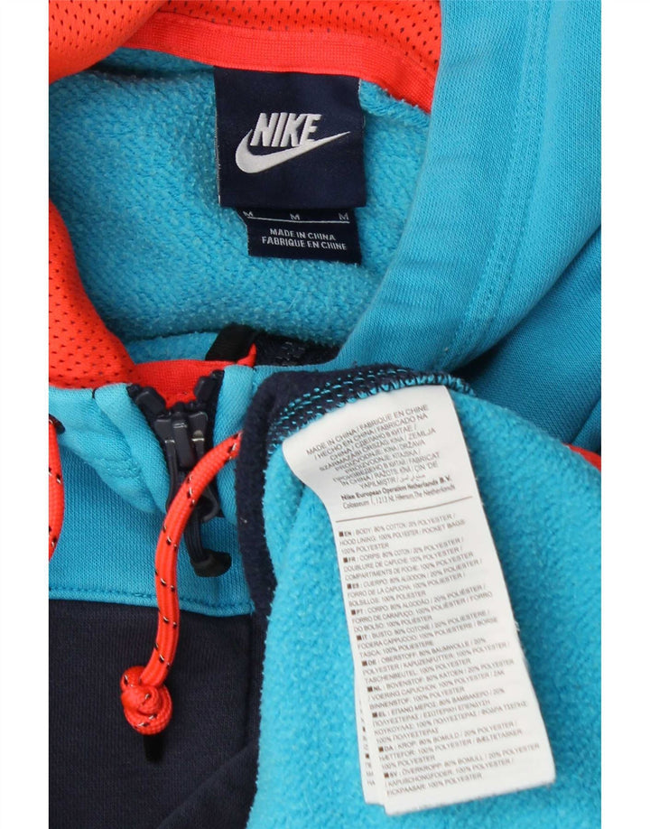 Pulover Nike pentru bărbați, cu fermoar, din bumbac color-bloch, albastru mediu