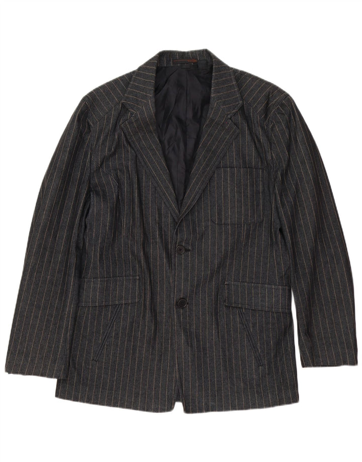 Blazer pentru bărbați Zara UK 38, bumbac cu dungi gri mediu