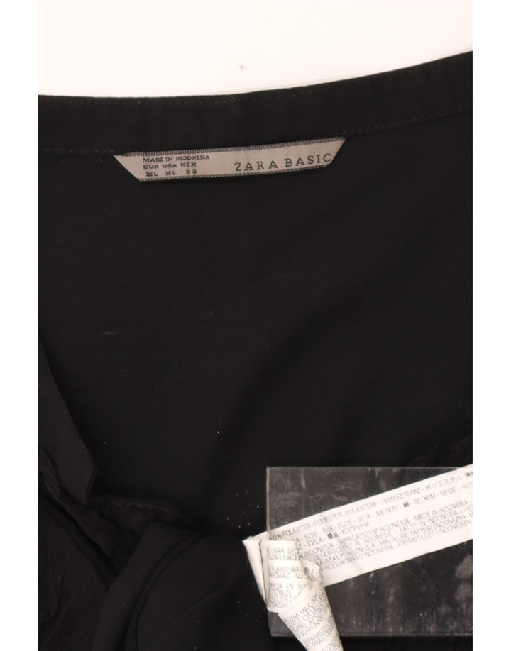 Rochie ZARA pentru femei cu volane în față, în formă de A, UK 18 XL, poliester negru