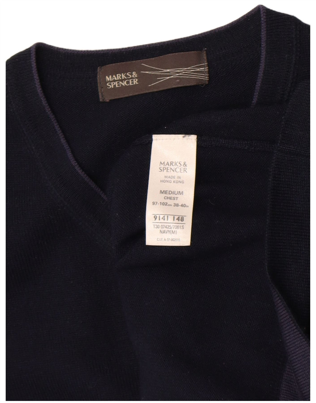 Pulover pentru bărbați Marks & Spencer, cu decolteu în V, mediu acrilic, albastru bleumarin