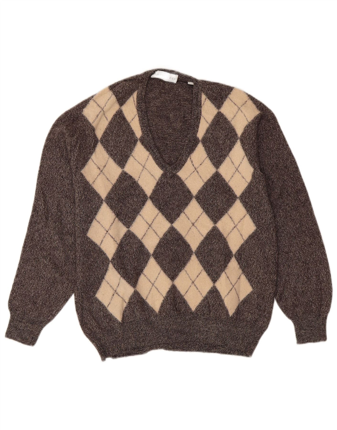 Pulover cu decolteu în V PAQUITO pentru femei UK 14 Medium Gri Argyle/Diamond