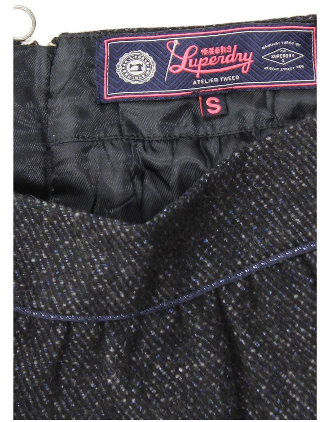 Fustă mini pentru femei SUPERDRY Mic W27 Poliester striat gri