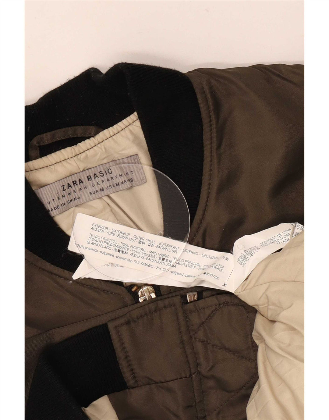 Bomber supradimensionat pentru femei Zara UK 14 Medium Khaki Colorblock