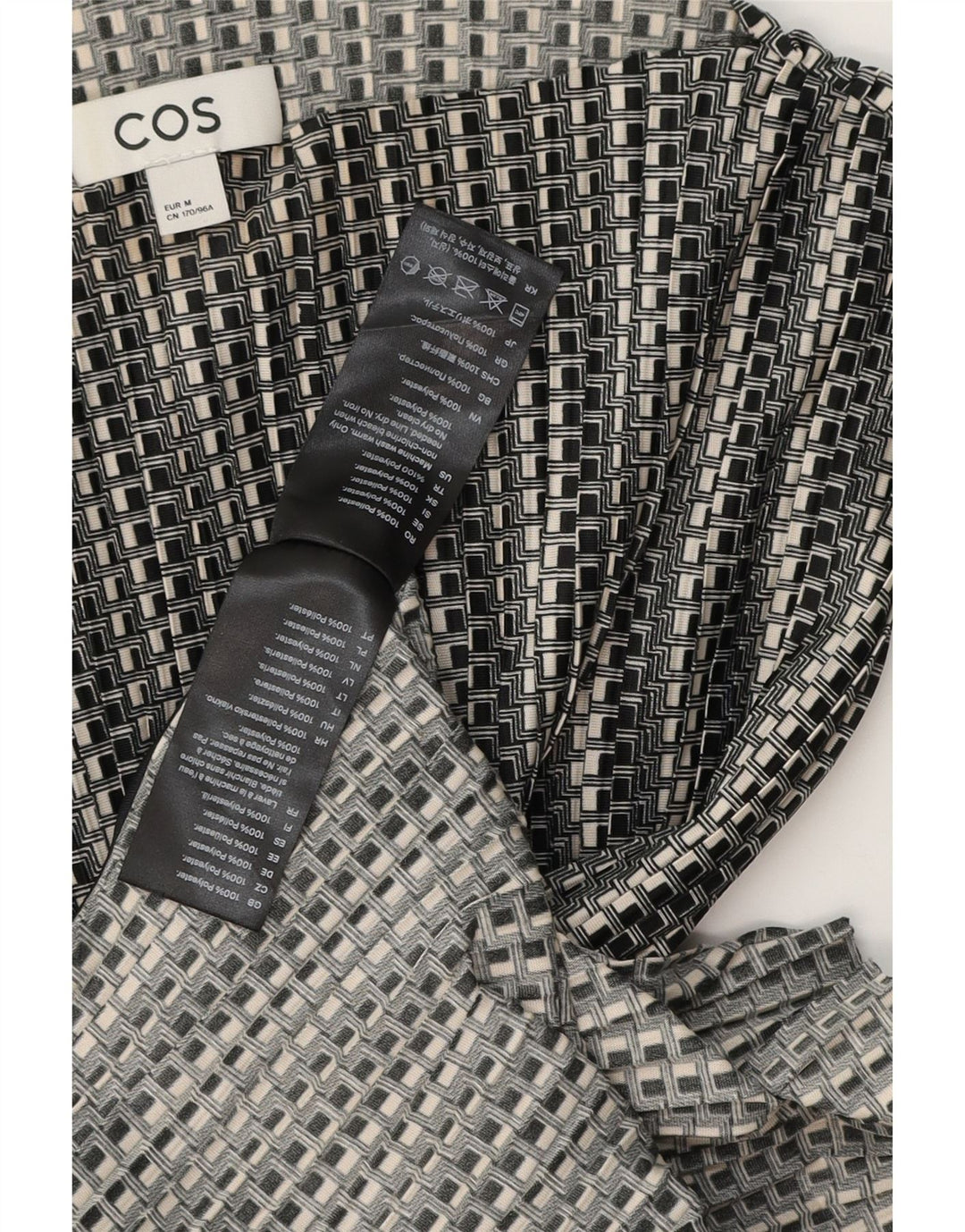 Bluză fără mâneci pentru femei Cos UK 14 Poliester geometric negru mediu