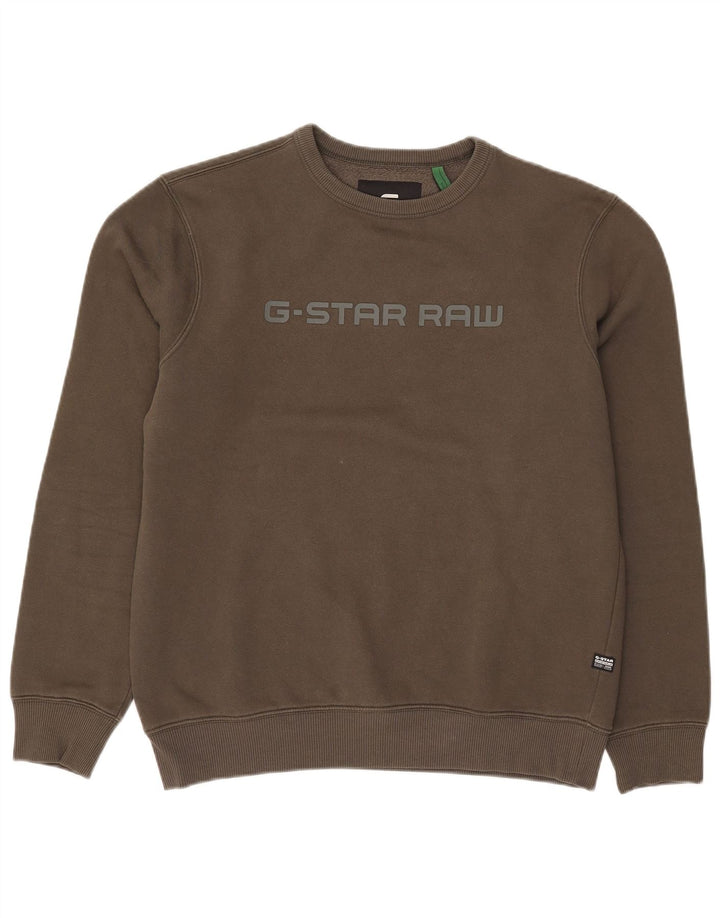 Hanorac grafic pentru bărbați G-Star Pulover Medium Kaki Bumbac