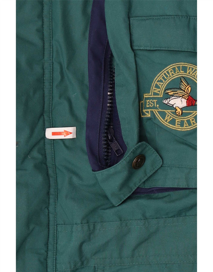 Jachetă parka cu glugă vintage pentru bărbați UK 40 Poliester verde mare