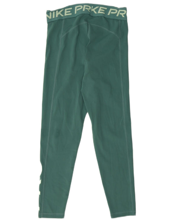 Nike Womens Dri Fit Graphic Crop Leggings UK 8 Small Green Poliester