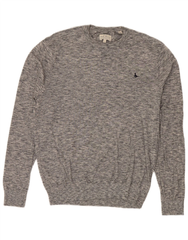 Pulover Jack Wills pentru bărbați, cu gât roșu, bumbac cu pete mare, gri