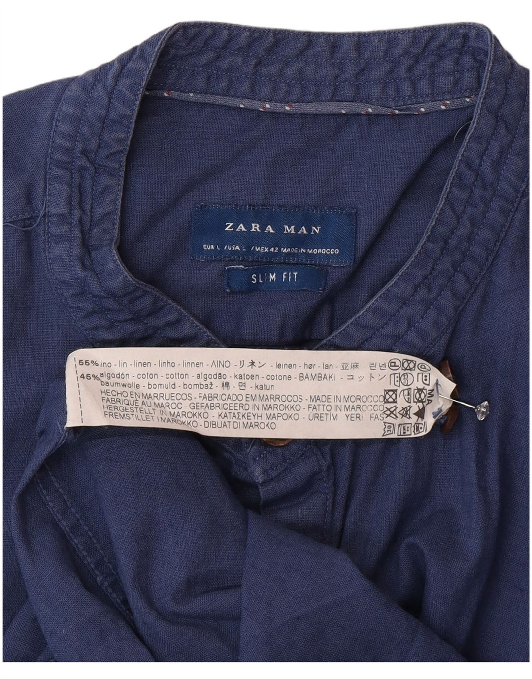 Cămașă pentru bărbați Zara Slim Fit, mare, albastru, in