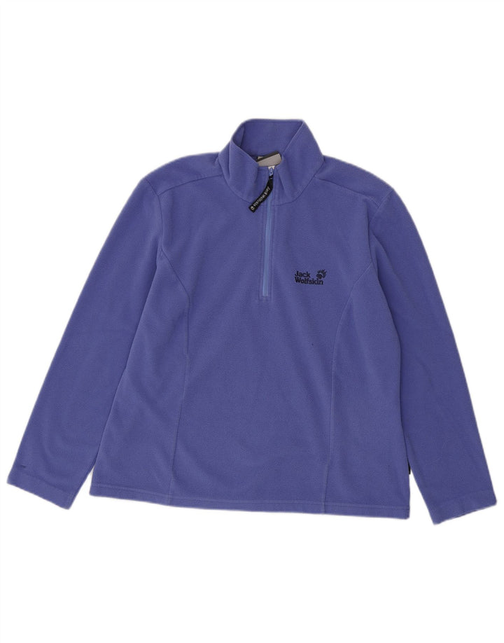 JACK WOLFSKIN Pulover pentru femei cu fermoar și gât din lână UK 12 Poliester violet mediu