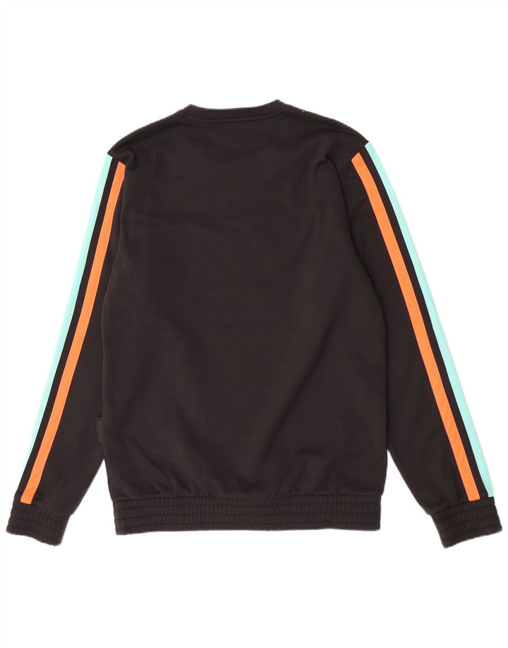 Hanorac grafic pentru bărbați Adidas Pulover mediu negru poliester bloc de culoare