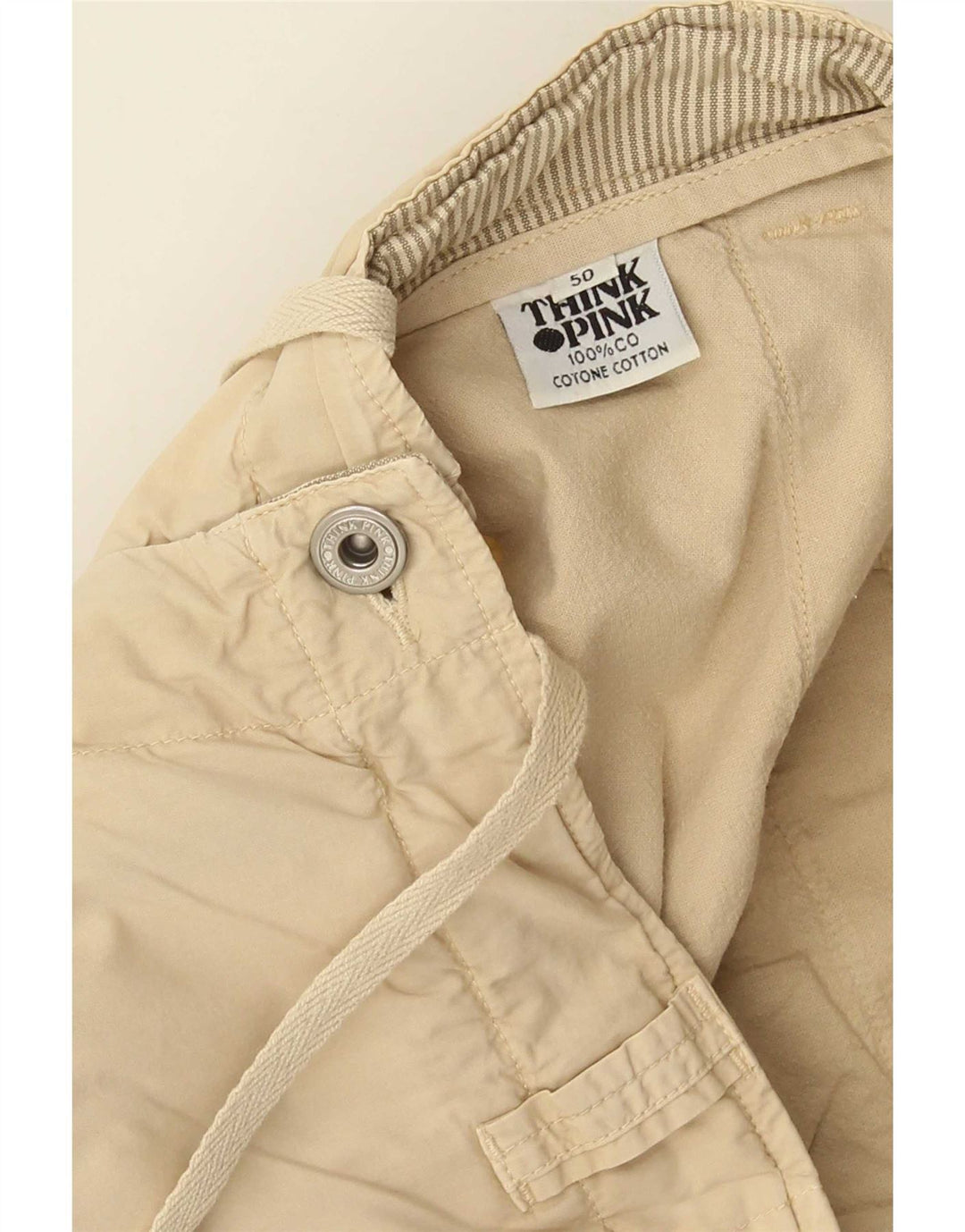 Pantaloni scurți cargo pentru bărbați Think Pink IT 50 Large W34 Beige Bumbac