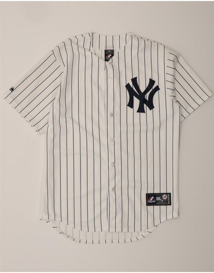MAJESTIC pentru bărbați, din tricou cu grafică New York Yankees, cu dungi alb medii