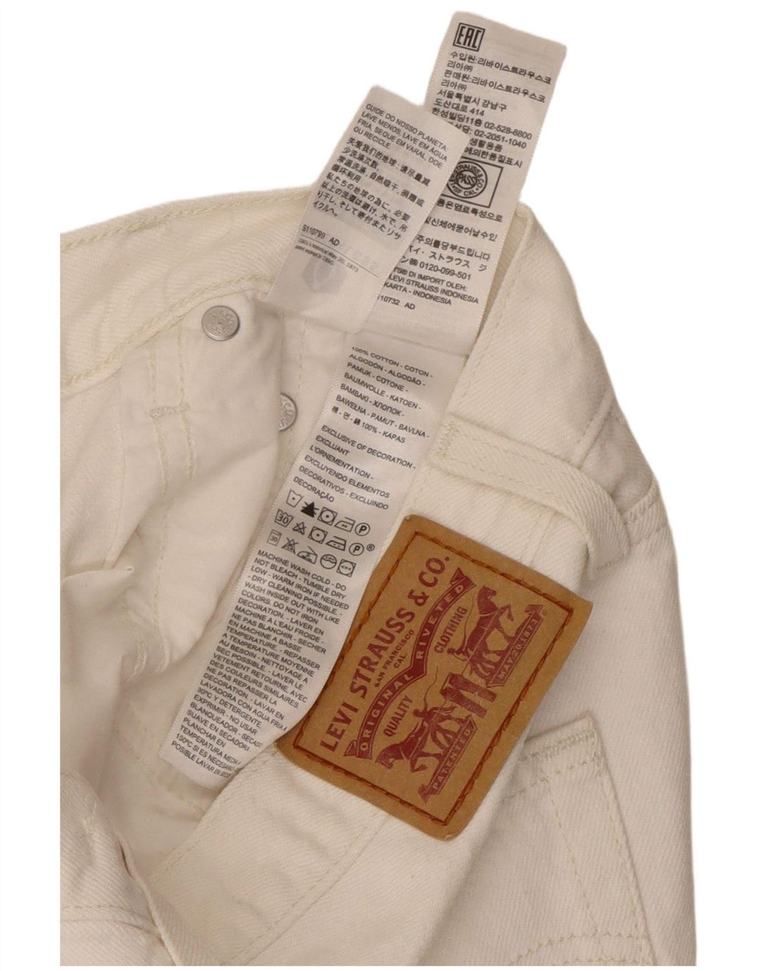 Fusta de blugi pentru femei Levi's W27 Bumbac alb mic