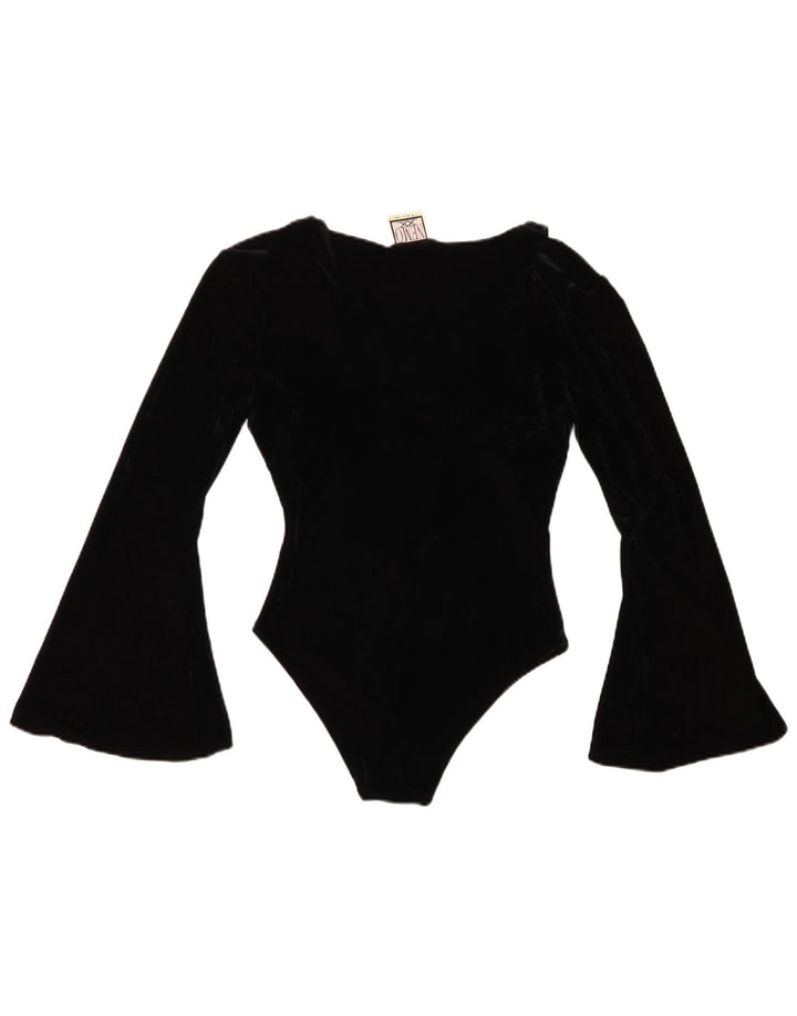 Body VINTAGE pentru femei din catifea UK 8, mic, negru, acrilic