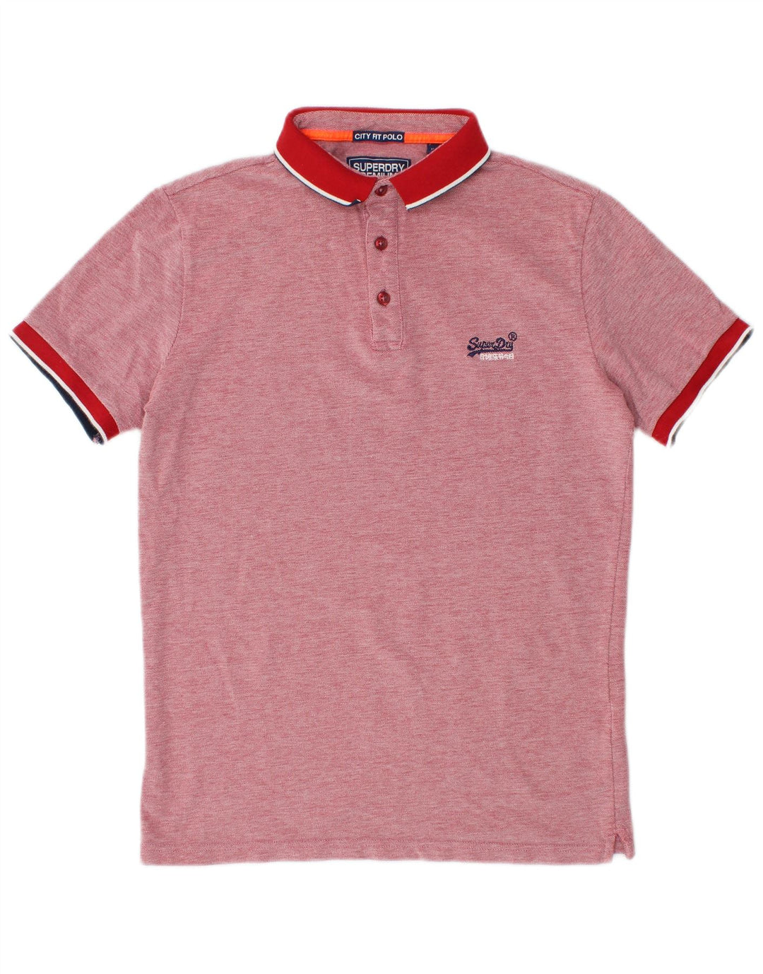 Tricou polo pentru bărbați SUPERDRY City Fit, bumbac cu pete roșu mediu