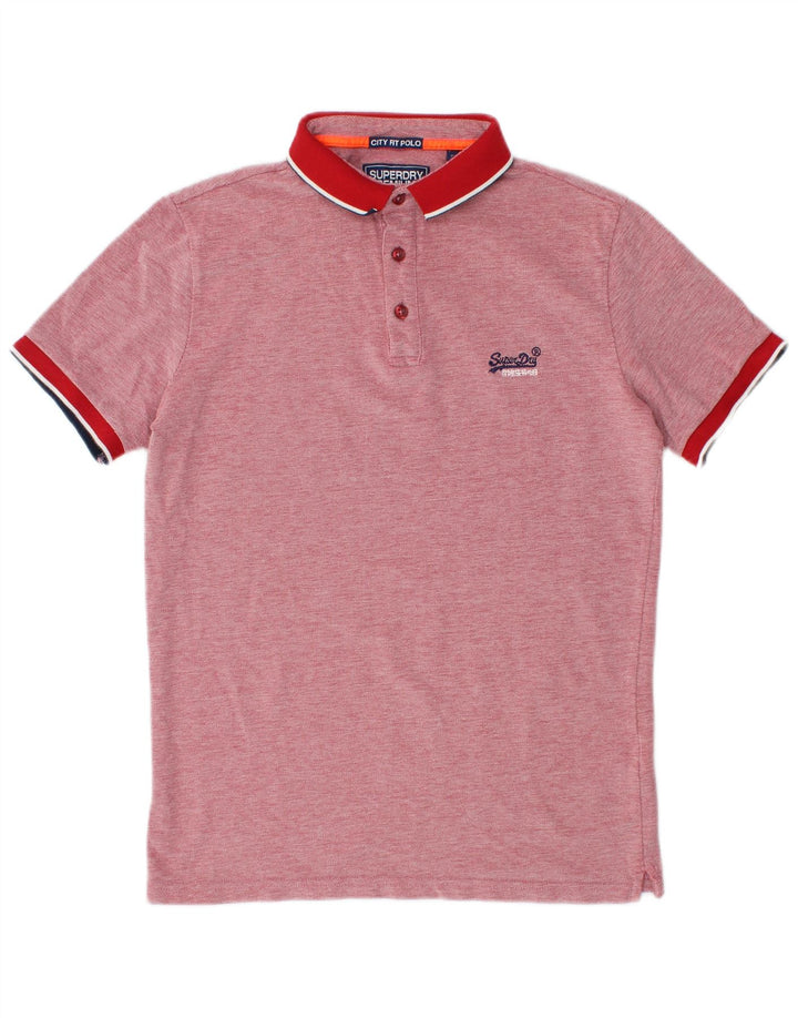Tricou polo pentru bărbați SUPERDRY City Fit, bumbac cu pete roșu mediu
