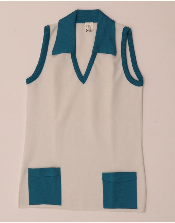 Vesta Polo Vintage pentru femei IT 42 Medium White Colorblock