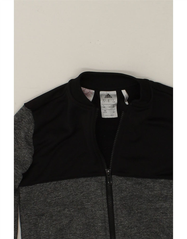 ADIDAS Boys Climalite Graphic Tracksuit Top Jacket 7-8 Years Grey Vintage Adidas and Second-Hand Adidas from Messina Hembry 