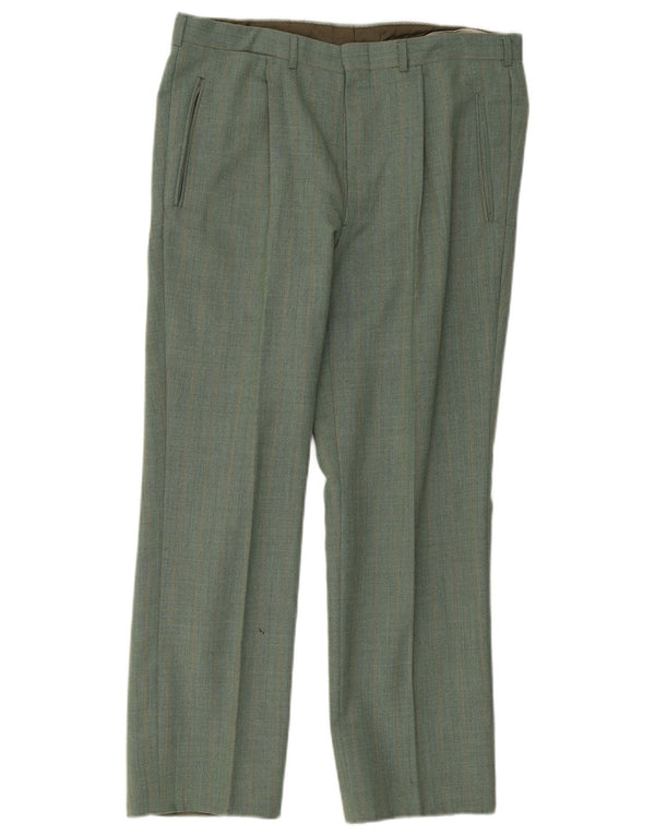 Pantaloni drepți casual pentru bărbați vintage W34 L27 verde check