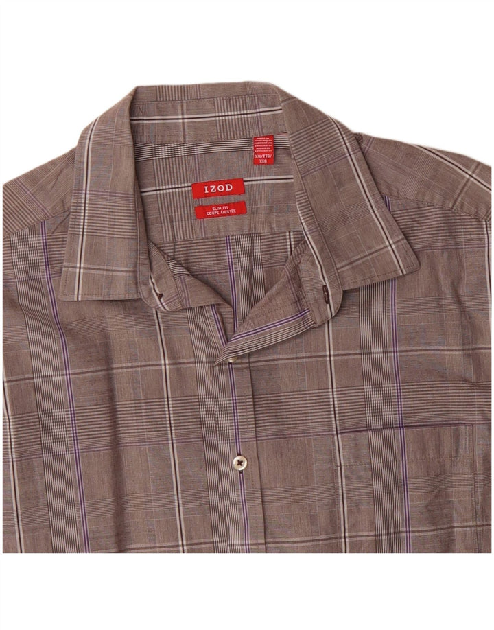 Cămașă pentru bărbați IZOD slim fit 2XL gri bumbac carouri