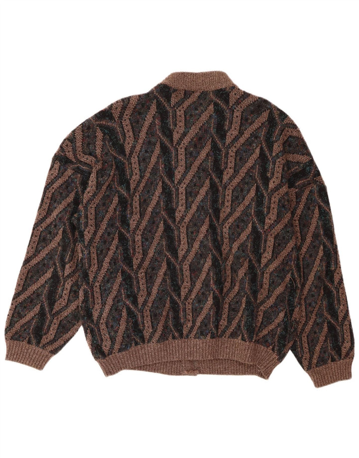 Cardigan Vintage pentru bărbați, mare, maro, geometric