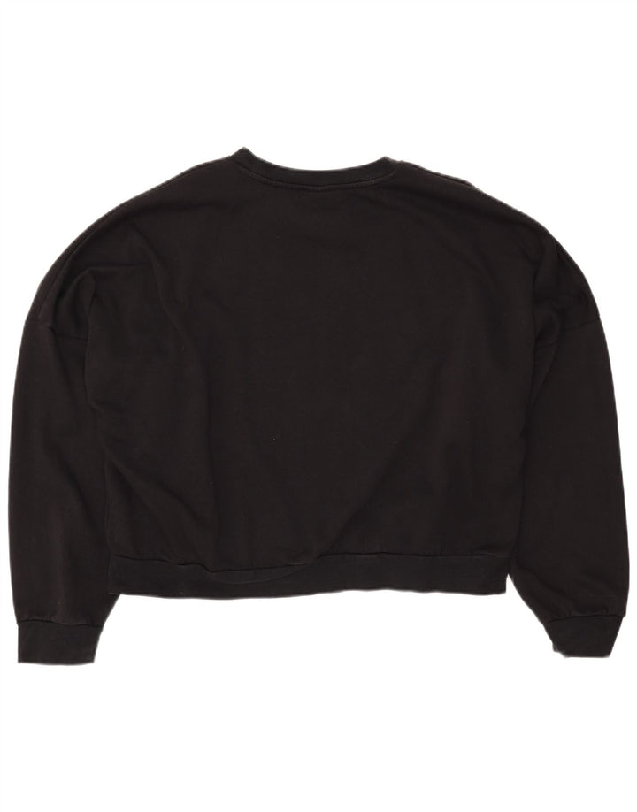 Pulover oversize ADIDAS Crop pentru femei, Marea Britanie 16/18, bumbac negru mare