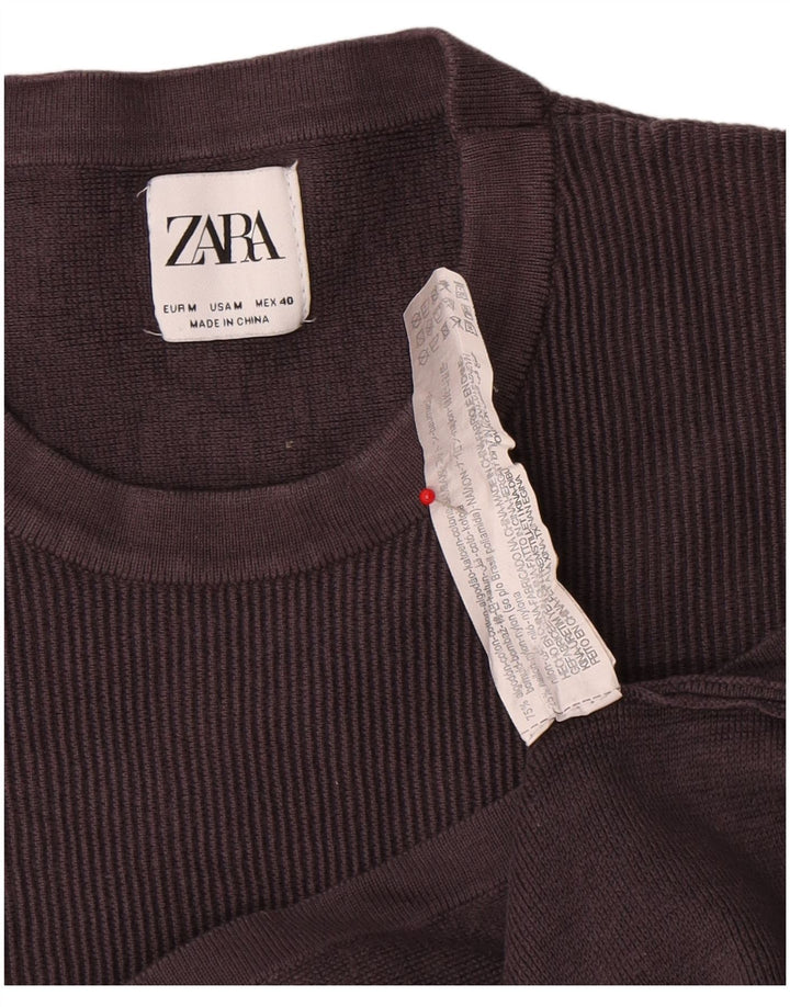 Tricou pentru bărbați Zara Top din bumbac gri mediu