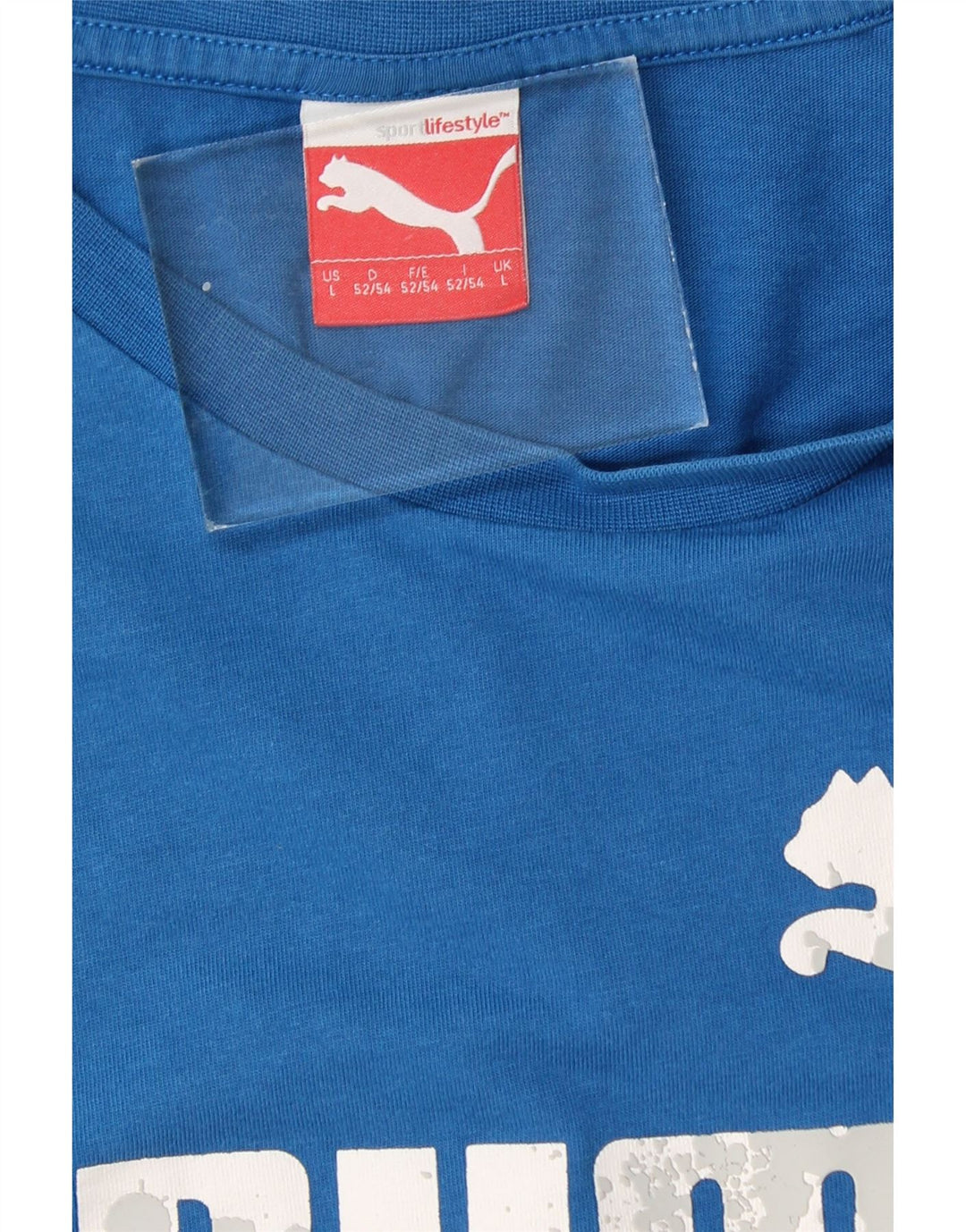 PUMA Mens Graphic T-Shirt Top Large Blue Vintage Puma and Second-Hand Puma from Messina Hembry 