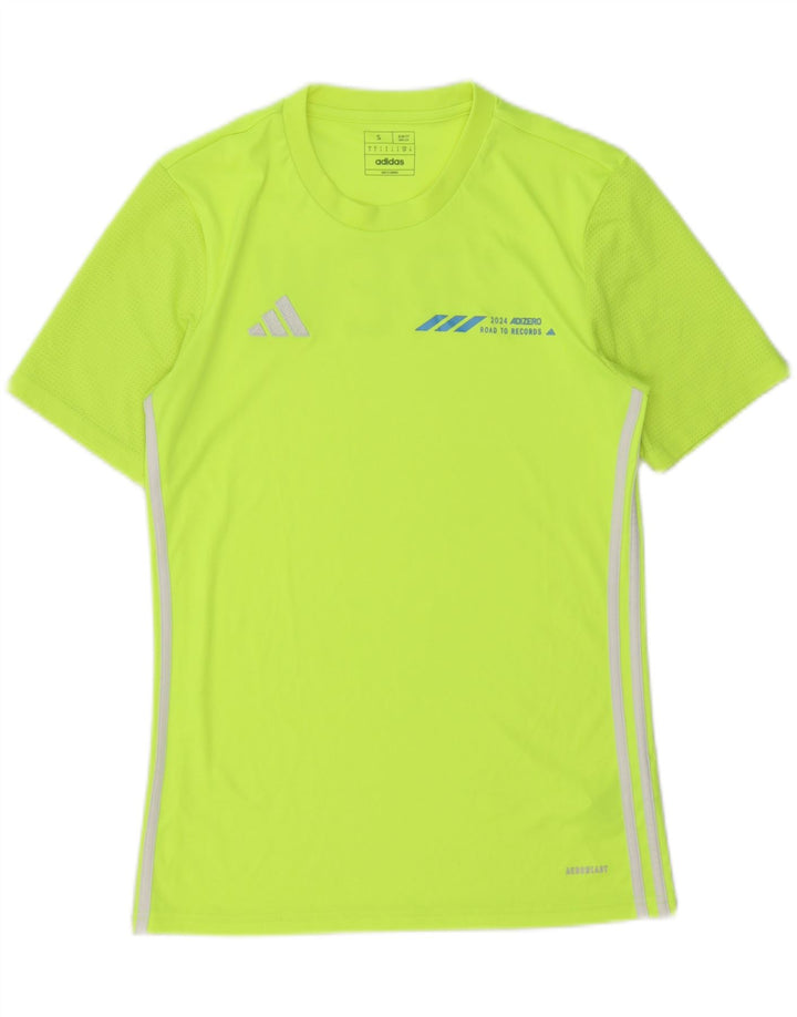 Tricou grafic pentru bărbați Adidas Slim Fit Top mic, verde, poliester