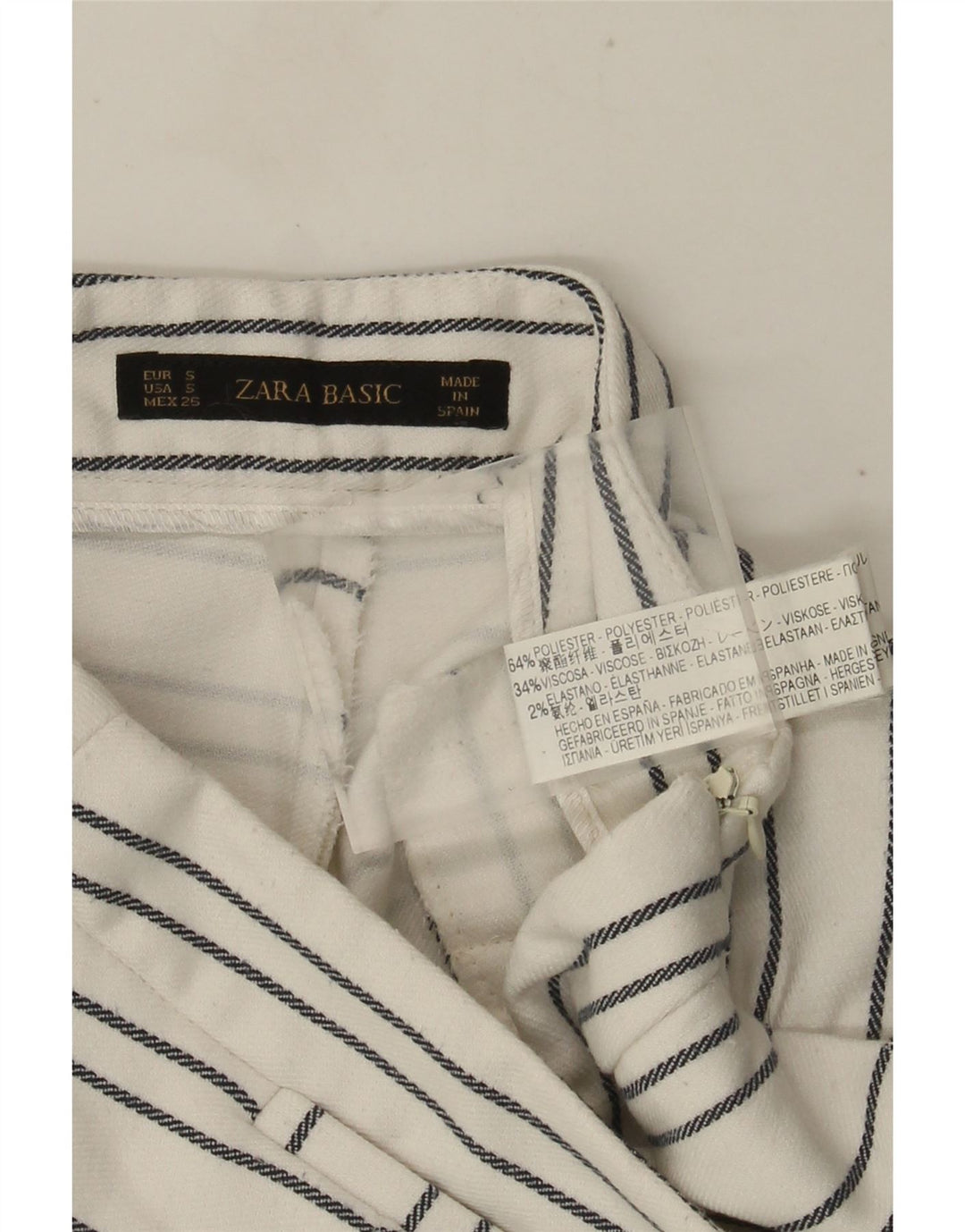 Pantaloni scurți chino cu talie înaltă Zara, pentru femei, mici W26, poliester cu dungi albe