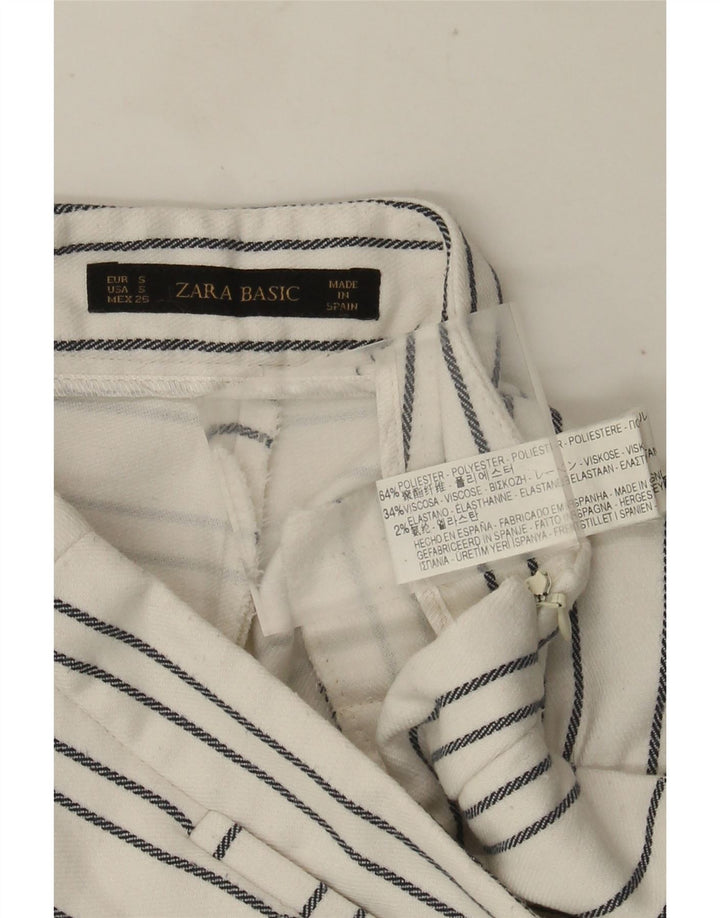 Pantaloni scurți chino cu talie înaltă Zara, pentru femei, mici W26, poliester cu dungi albe