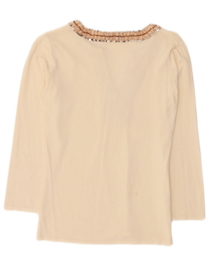 Top femei Zara cu mânecă lungă UK 12 Medium Bej Viscoză