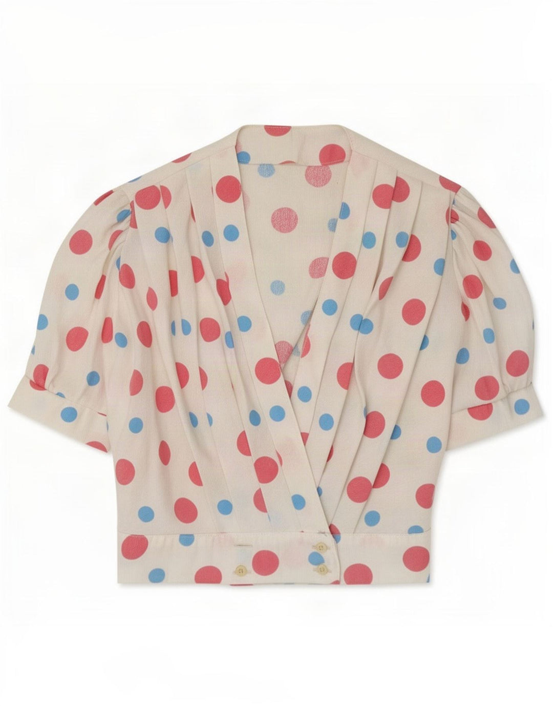Vintage Womens Bluse Top UK 10 Small White Spotted