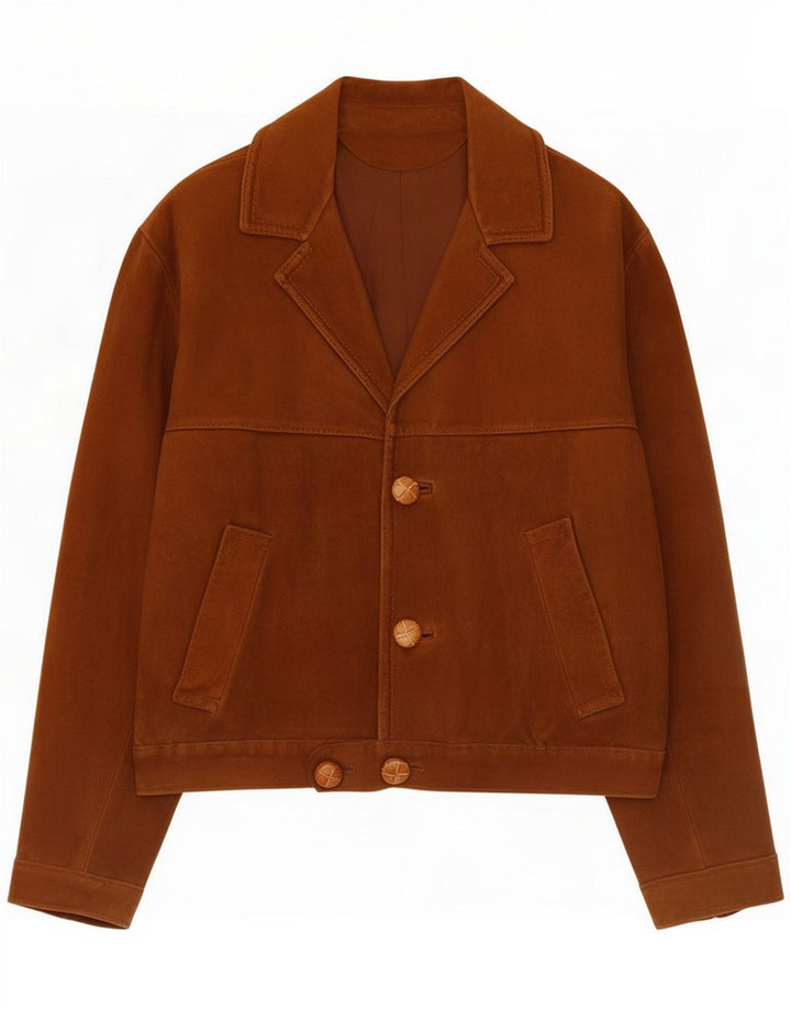Jachetă de piele de căprioară pentru femei UK 38 Medium Brown Leather