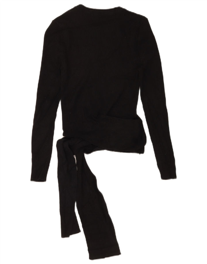 Crop Top pentru femei Zara cu mânecă lungă UK 12 Medium Black Viscose
