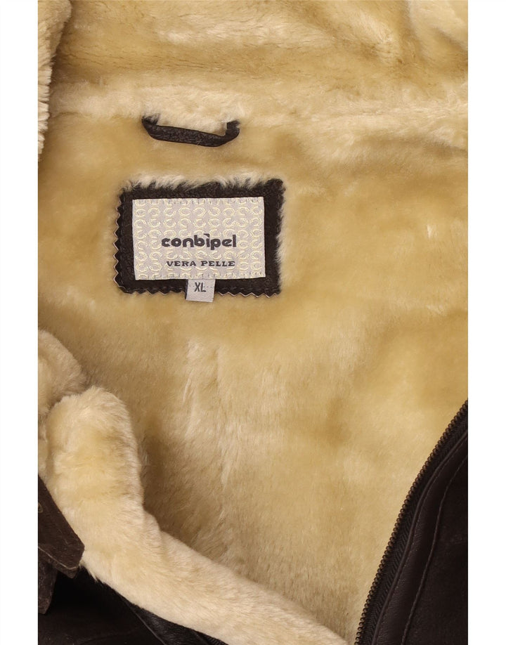 Jachetă din shearling pentru bărbați Conbipel UK 42 XL piele maro