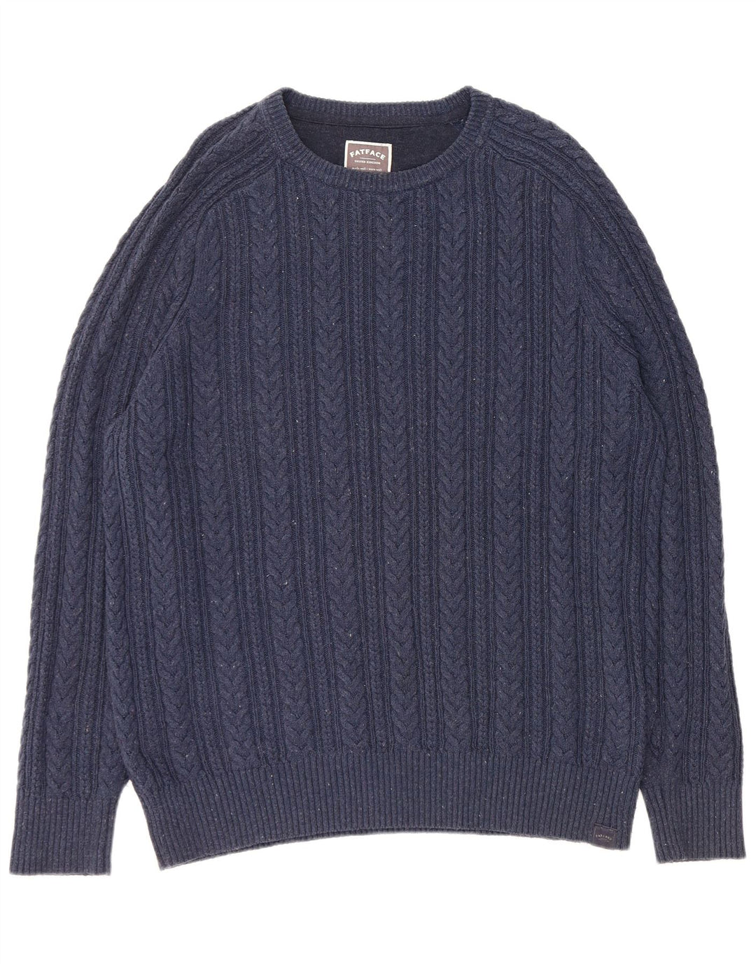 FAT FACE Pulover pentru bărbați cu gât de barcă, XL, bumbac cu pete, albastru marine