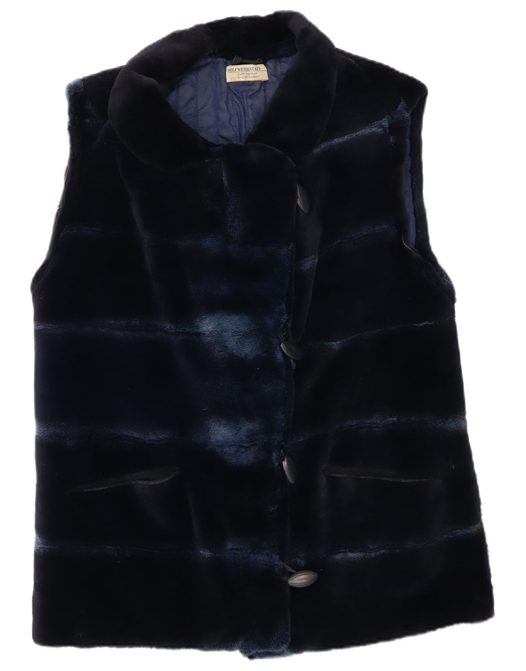 Gilet de blană Vintage pentru femei UK 14 Medium Bleumarin