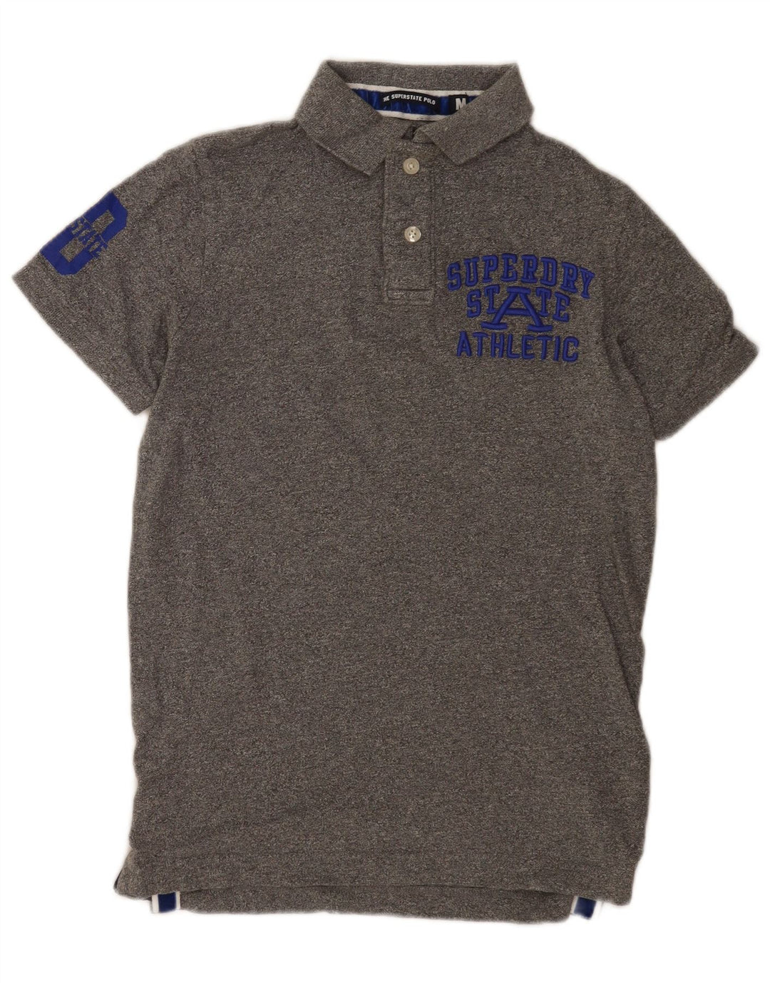 Tricou polo grafic pentru bărbați Superdry, bumbac gri mediu