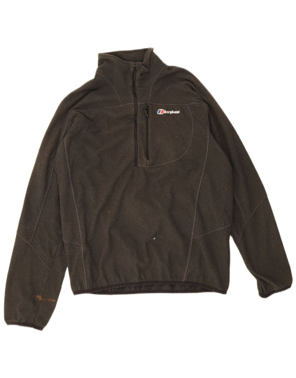 Jumper pentru bărbați Berghaus, cu fermoar și gât, din lână, din poliester mare cu pături verzi
