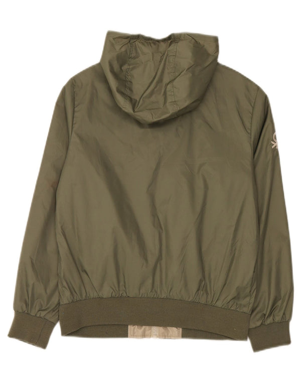 Jachetă bomber cu glugă Benetton pentru băieți 10-11 ani XL Kaki Colorblock