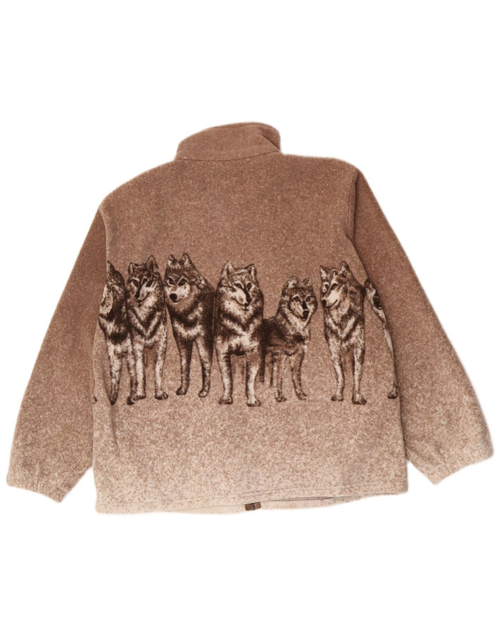 Jachetă vintage pentru bărbați Wolf Graphic Fleece UK 38 Medium Brown Flecked