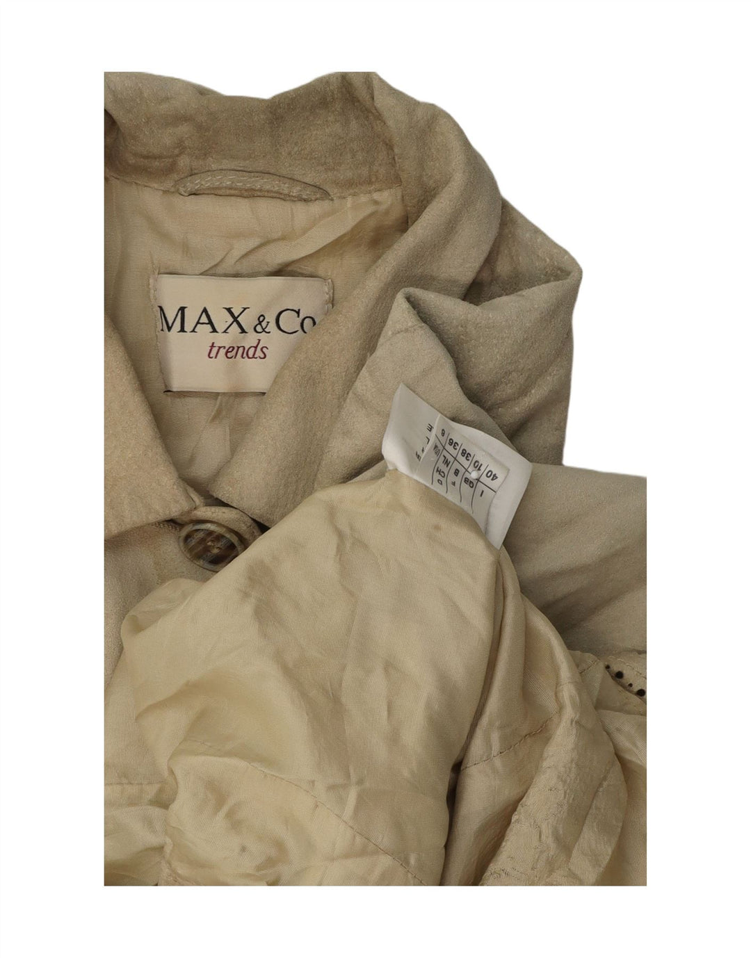 MAX&CO. Womens Suede Jacket UK 10 Small Beige Leather