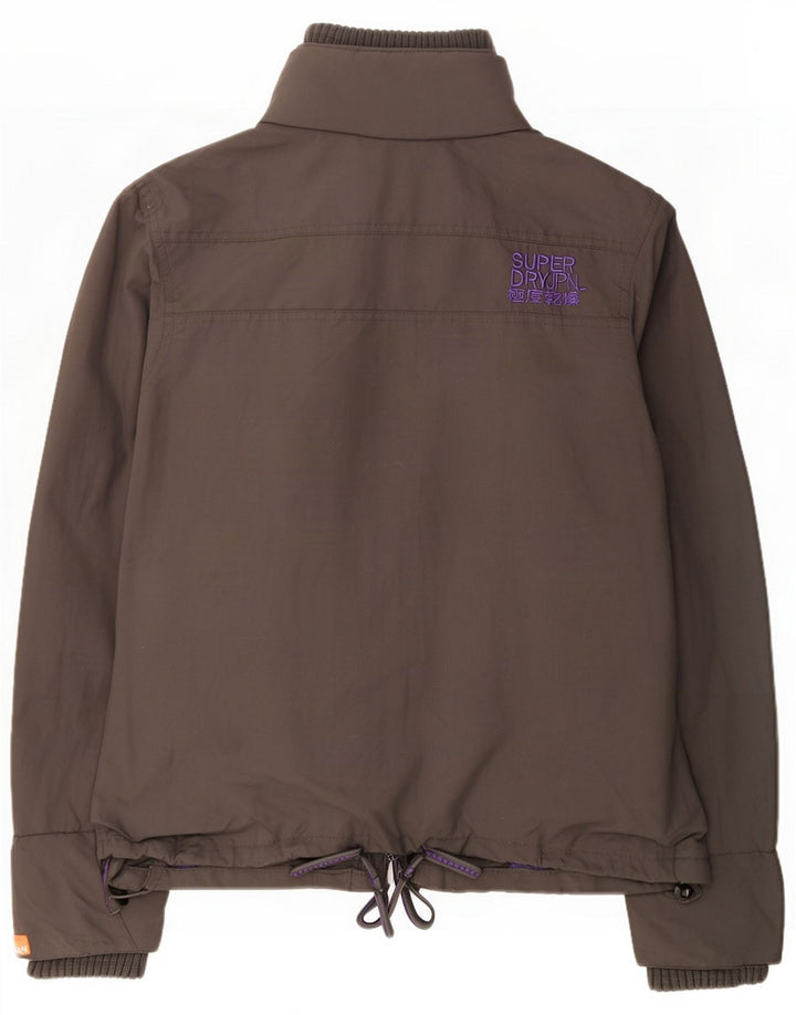 Superdry Womens Graphic Windbreaker Jacket UK 12 Medium Gri Poliester