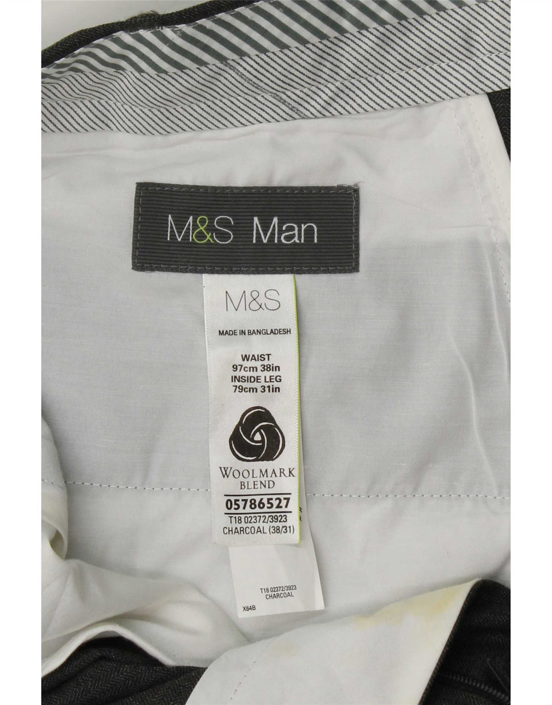 Marks & Spencer Pantaloni drepți pentru bărbați L38 L31 Lână gri