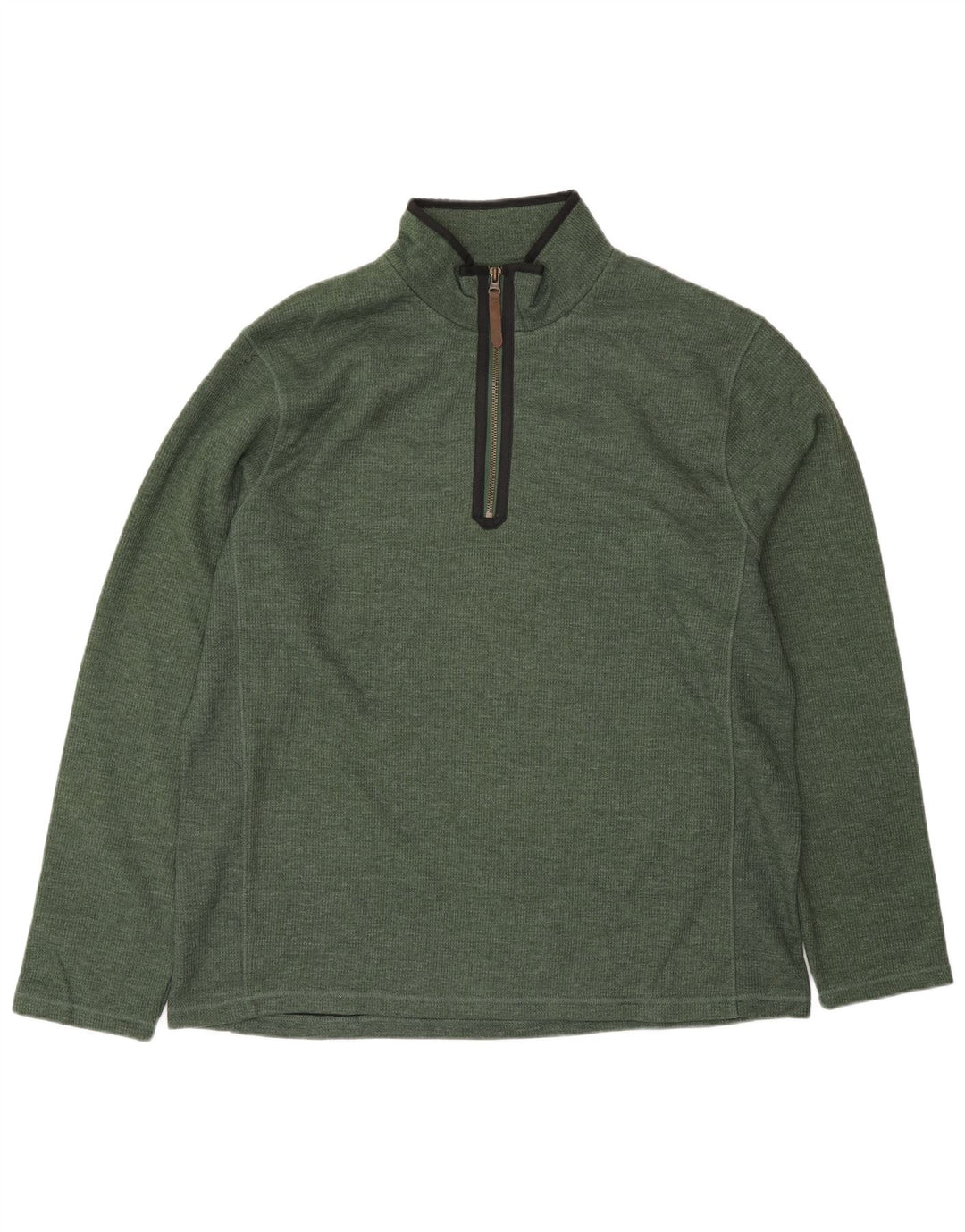 Pulover pentru bărbați Mountain Warehouse, cu fermoar și gât, din bumbac verde mare