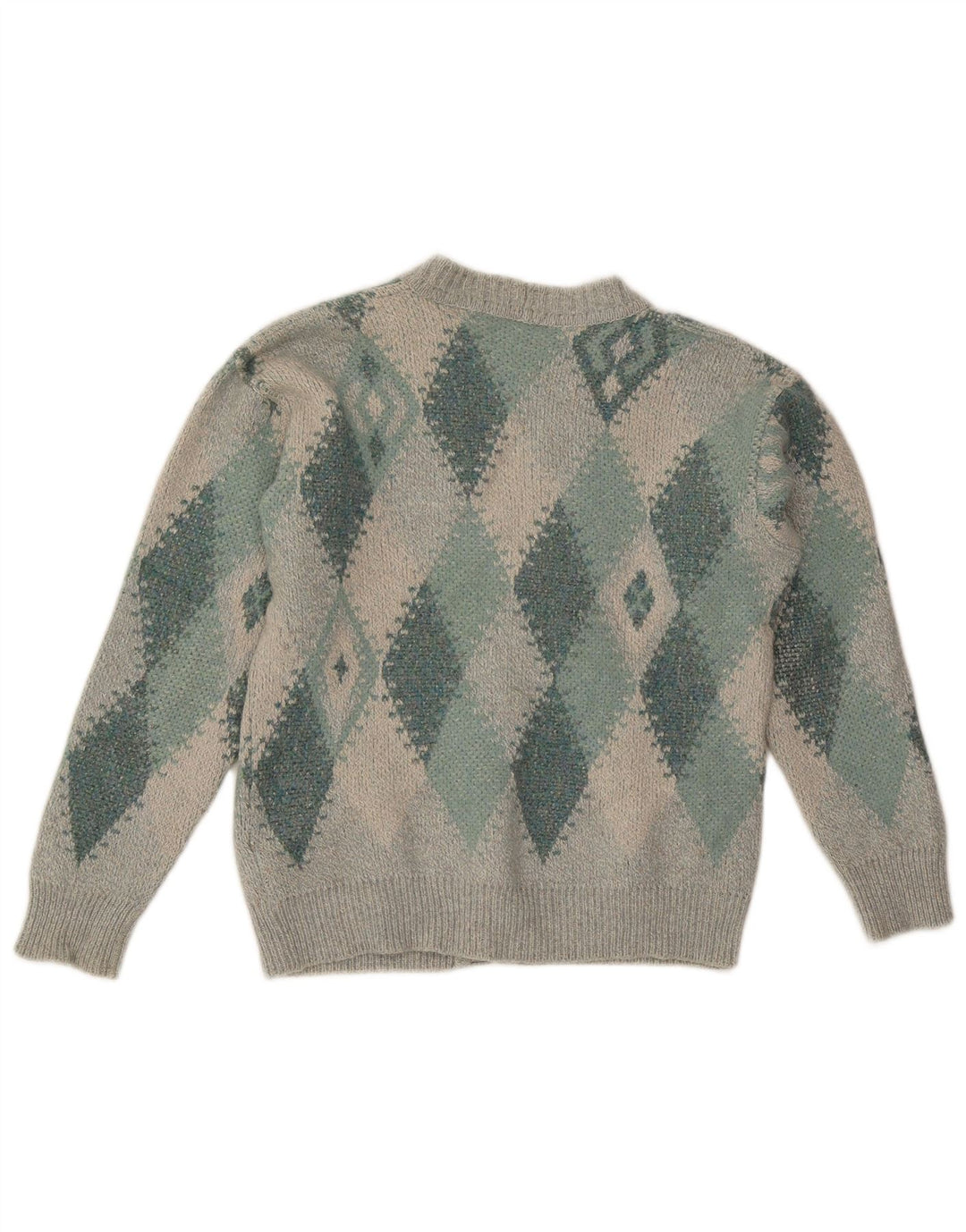 Pulover cardigan pentru bărbați Gran Sasso, gri mediu, lână Argyle/Diamond