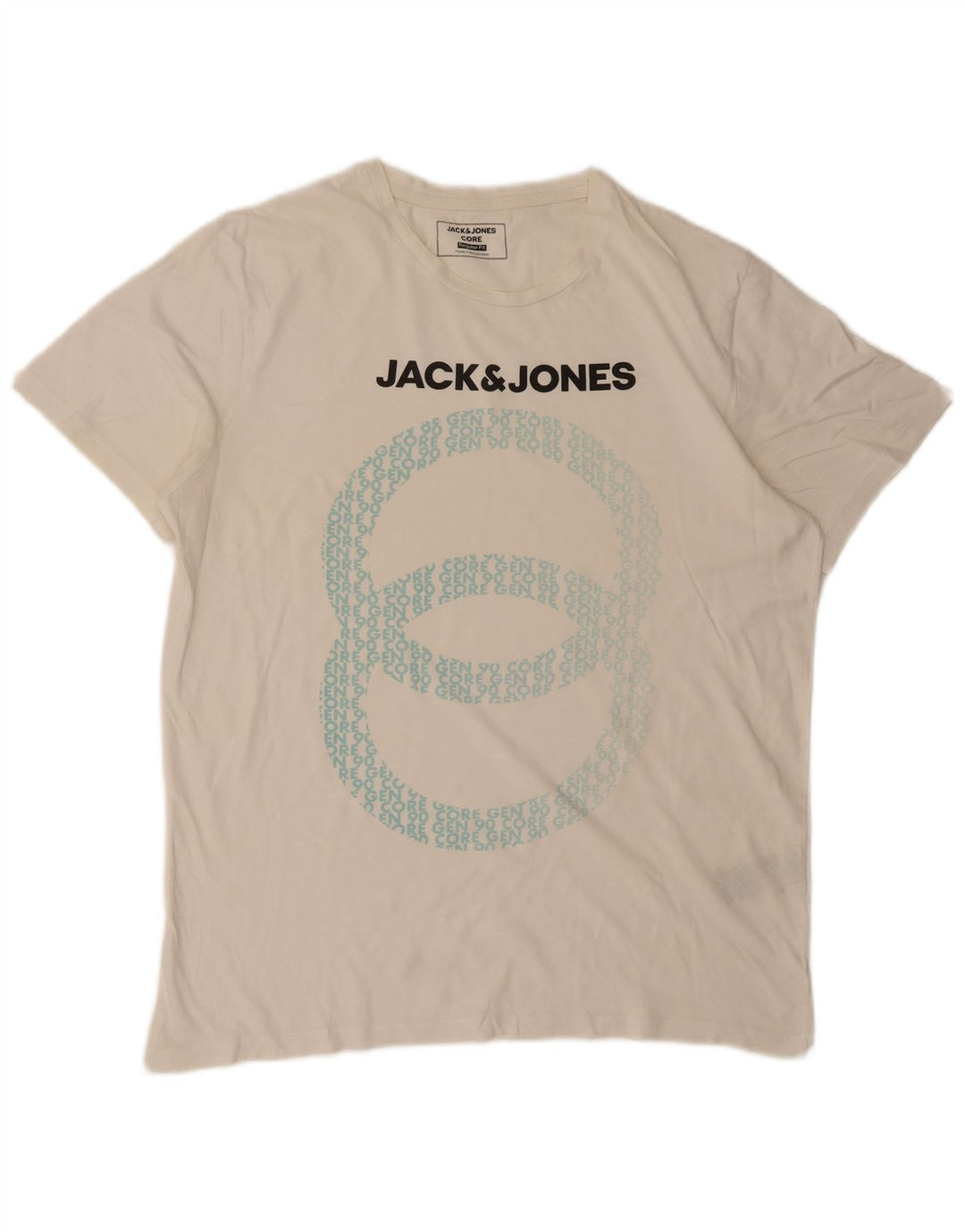 Tricou cu grafic Jack & Jones pentru bărbați, cu croiala obișnuită, top mediu din bumbac alb